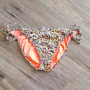 Victorias Secret Cheetah Print And Pink Swim Suit Bikini Bottom Size Large